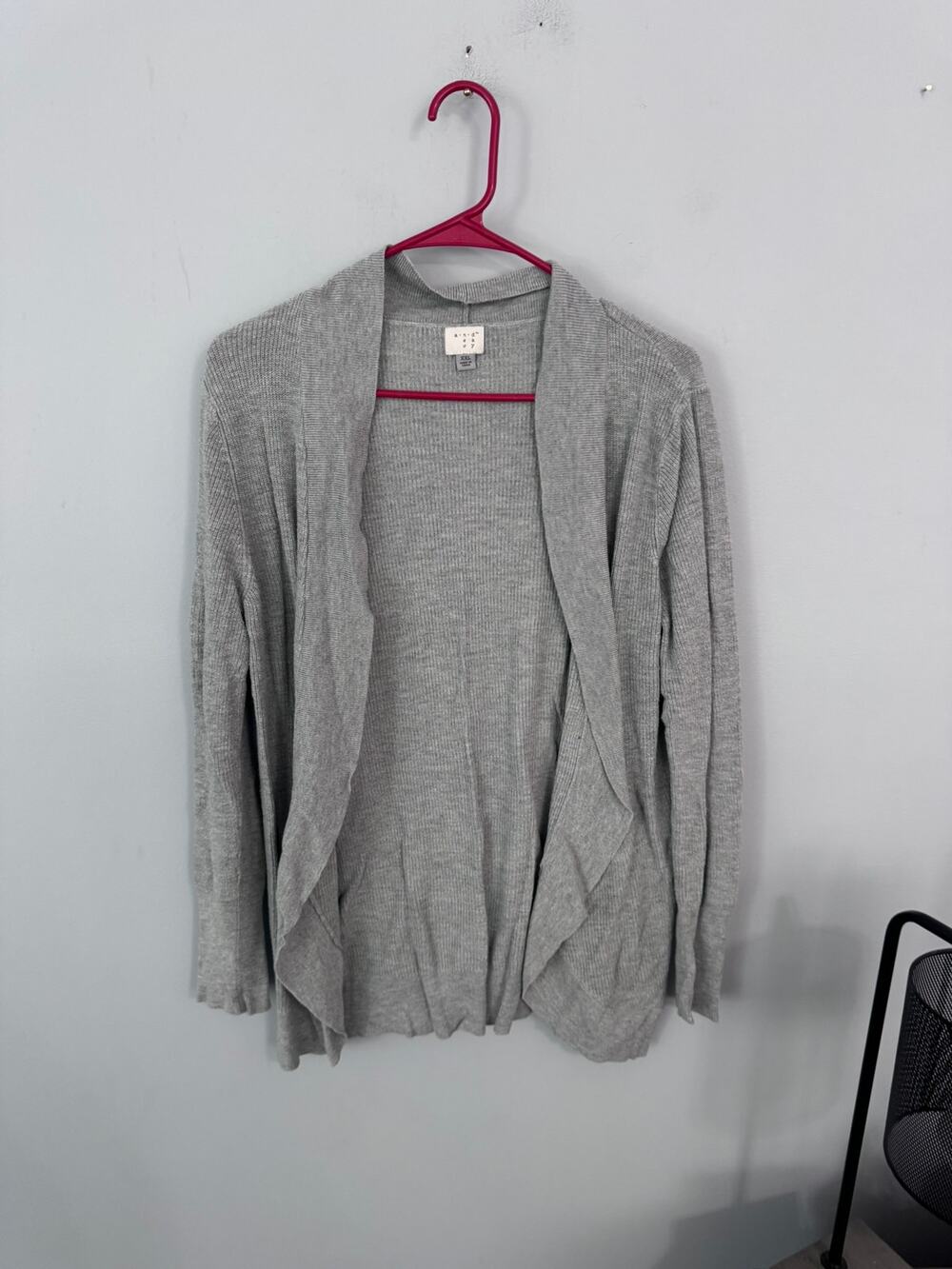 A New Day Gray Open Front Cardigan Sweater Plus Size XXL Modal Blend Ribbed